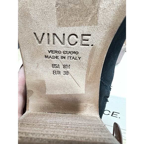 Vince. Easton Black Nubuck Pointed Toe Heel Ankle Booties Womens Size 8M - Picture 7 of 12